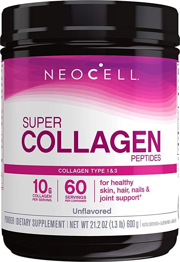 NeoCell Super Collagen Peptides โ Grass-Fed Type 1 & 3, Unflavored, 21.2 oz