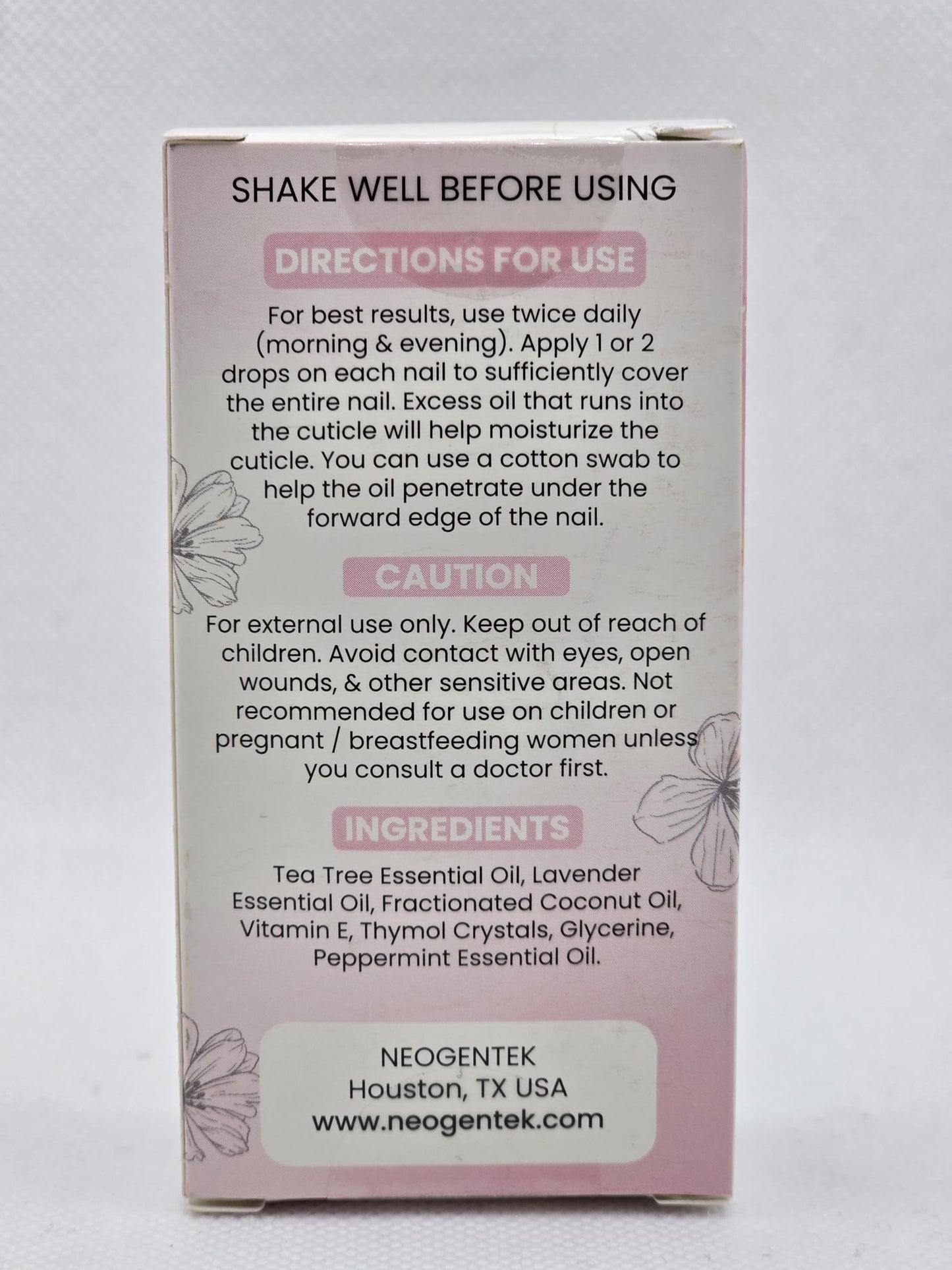 Neogentek Essential Oil Fight Nail Fungus โ USA Made, 14ml, Nail Renewal & Strength