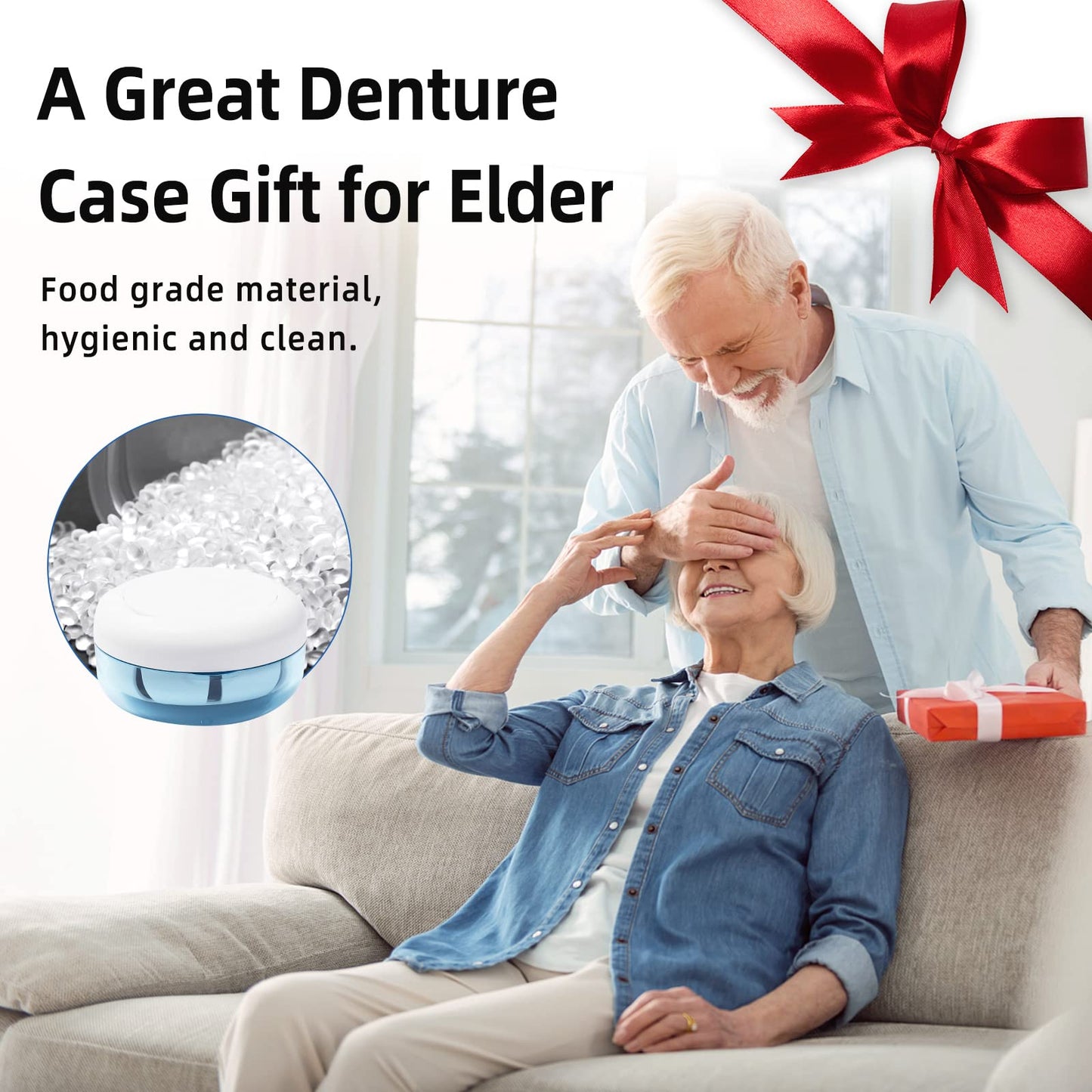 Netceem Leak-Proof Denture Cup Kit โ Portable Travel Retainer Case with Mirror