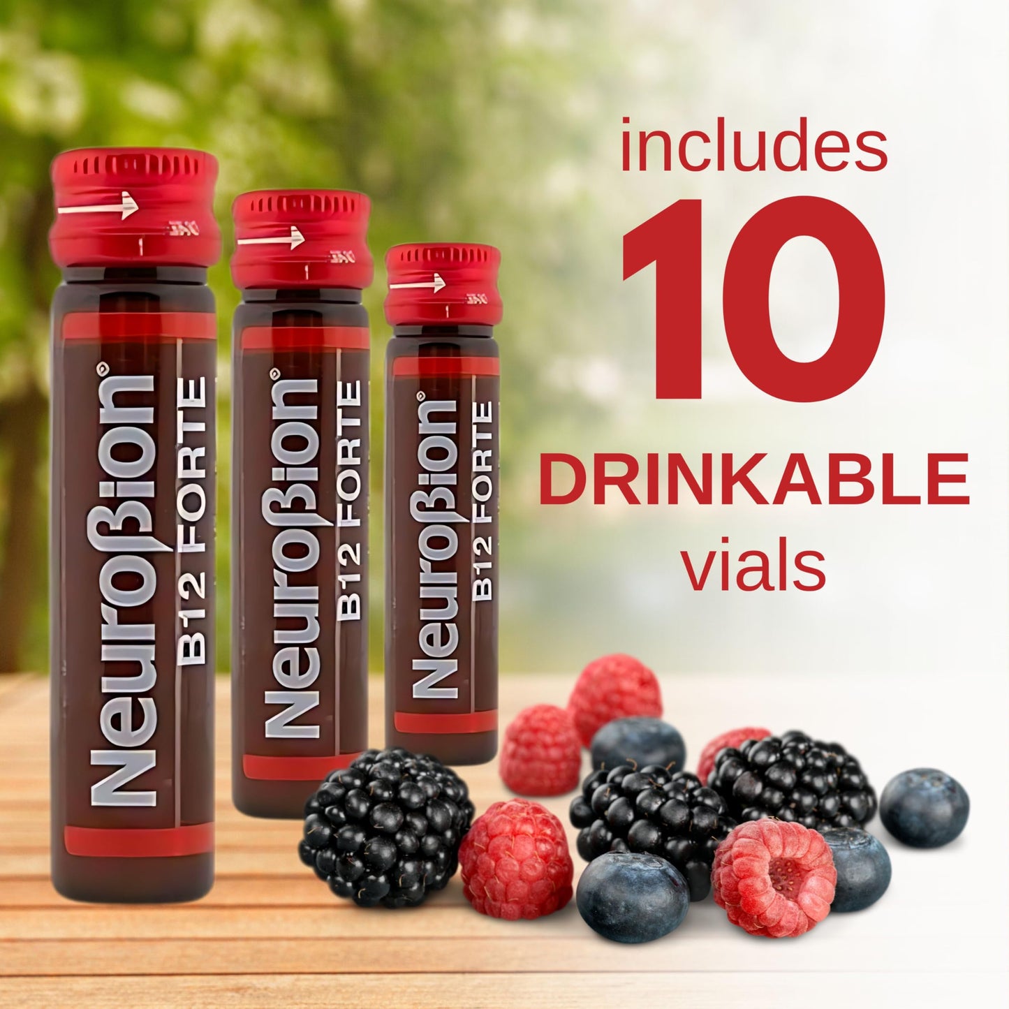 Neurobion B12 Forte 10 Vials x 10 ml โ Liquid B Complex Vitamins | Packaging May Vary