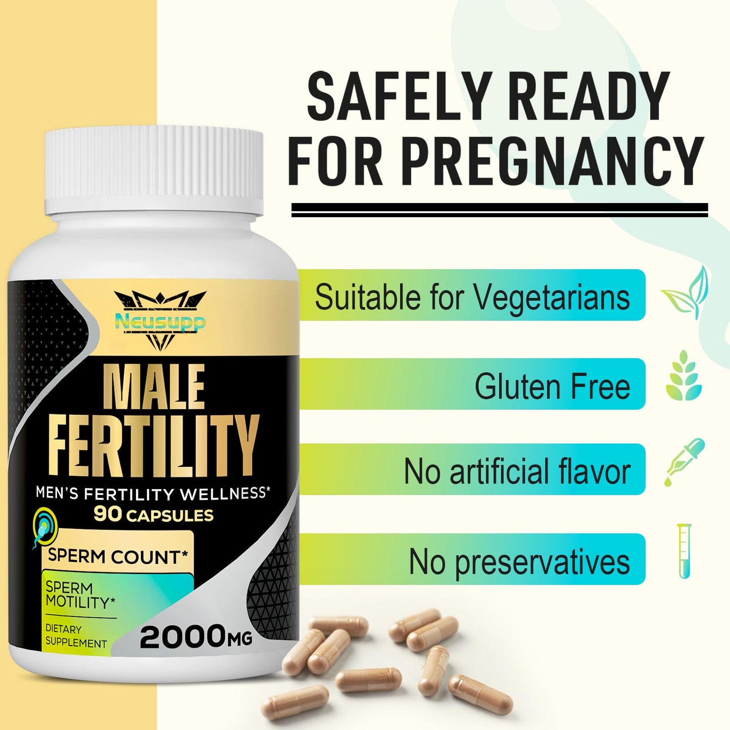 Neusupp Male Fertility Supplements β Maca, Zinc & Folate for Sperm Quality (Pack of 4)