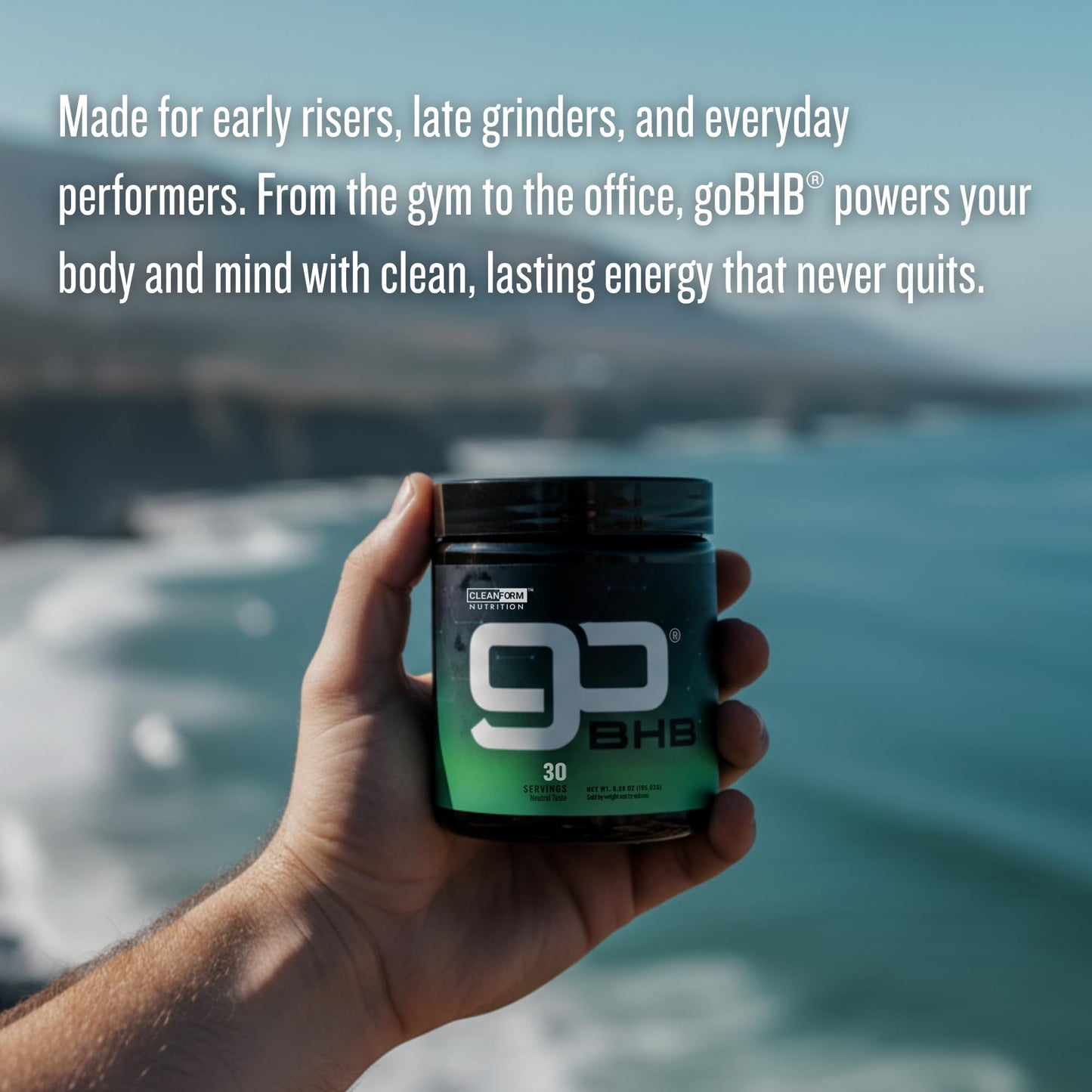 CleanForm goBHB Clean Energy Powder โ Caffeine-Free Cellular Fuel with BHB