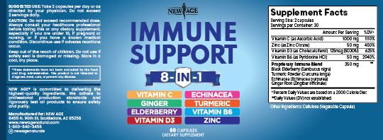 NEW AGE 8-in-1 Immune Support Booster | Echinacea, Vitamin C & Zinc