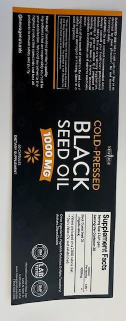 NEW AGE Black Seed Oil Softgel Capsules โ Premium Cold-Pressed Nigella Sativa (Non-GMO, Vegetarian, 3 ร 90)