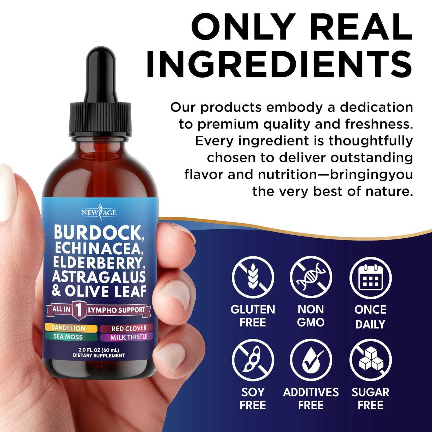 NEW AGE Lymphatic Drainage Drops โ Burdock Root & Herbal Immune Support (4 oz)