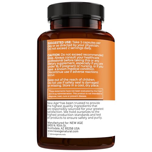 NEW AGE Turmeric Curcumin with Bioperine โ 95% Curcuminoids, 90 Count, Non-GMO, Gluten Free