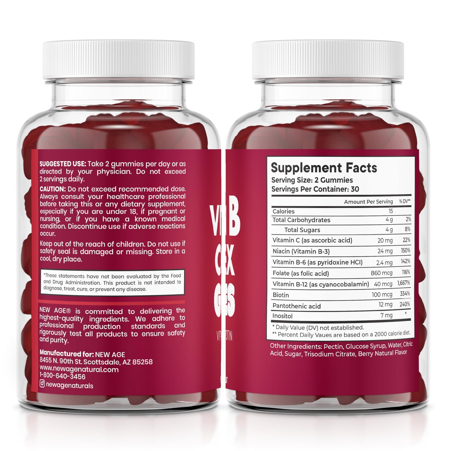 NEW AGE Vitamin B Complex Gummies β Gluten-Free, Vegan, Made in USA (180 Count x3)