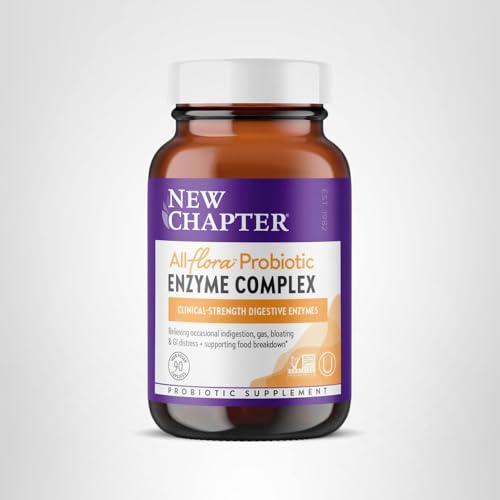 New Chapter All-Flora Enzyme Complex with Probiotics โ Digestive Enzymes + Probiotics, 90 Vegan Capsules
