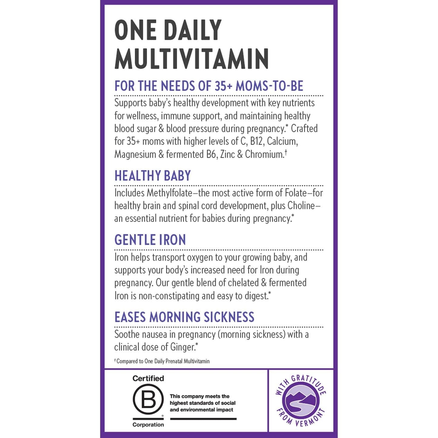New Chapter Prenatal 35+ Vitamins โ One Daily Methylfolate & Choline, 30 ct (Gluten Free, Non-GMO)