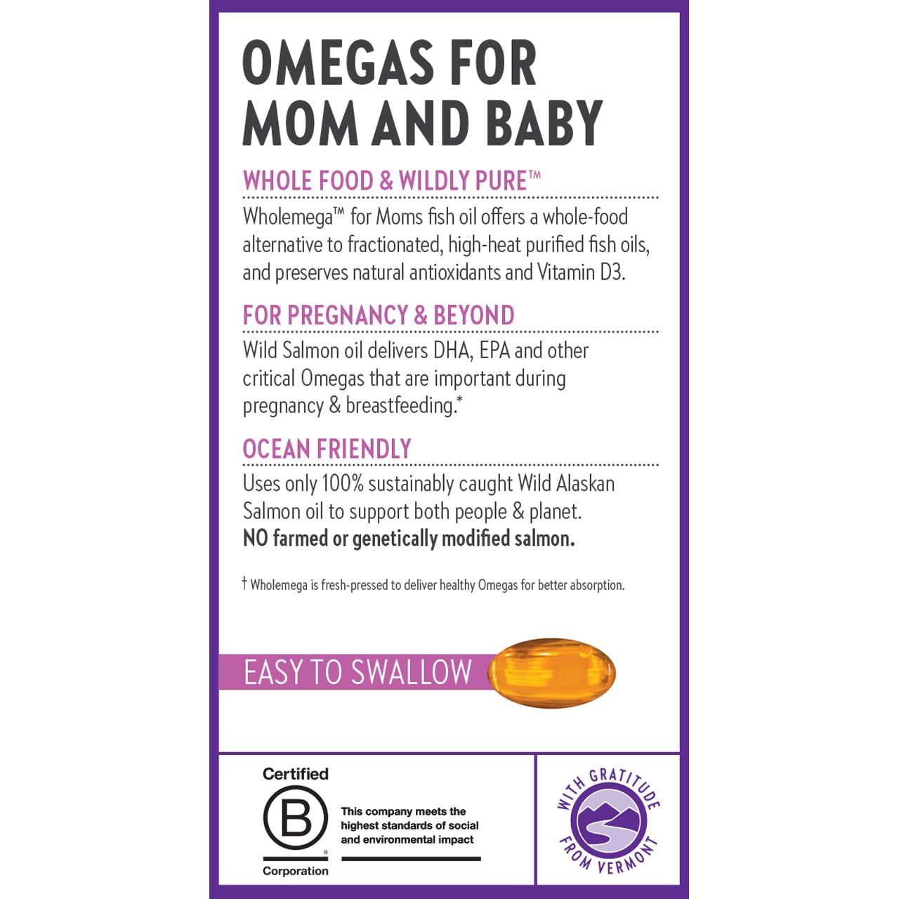 New Chapter Wholemega for Moms Fish Oil โ 2000mg per Serving, Tiny Capsules, 90 Count