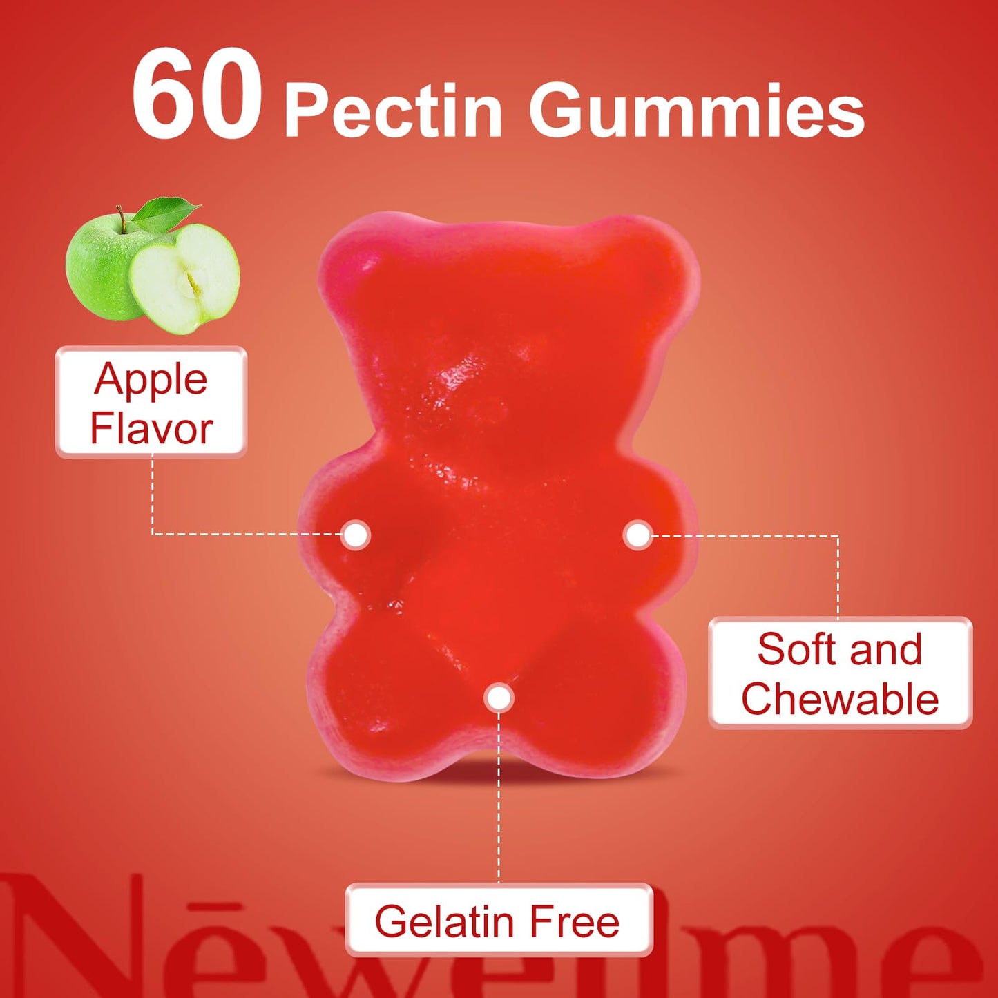 NEWELLME Sugar-Free ACV Gummies with B12 โ 90 Gummies (Vegetarian, Non-GMO)