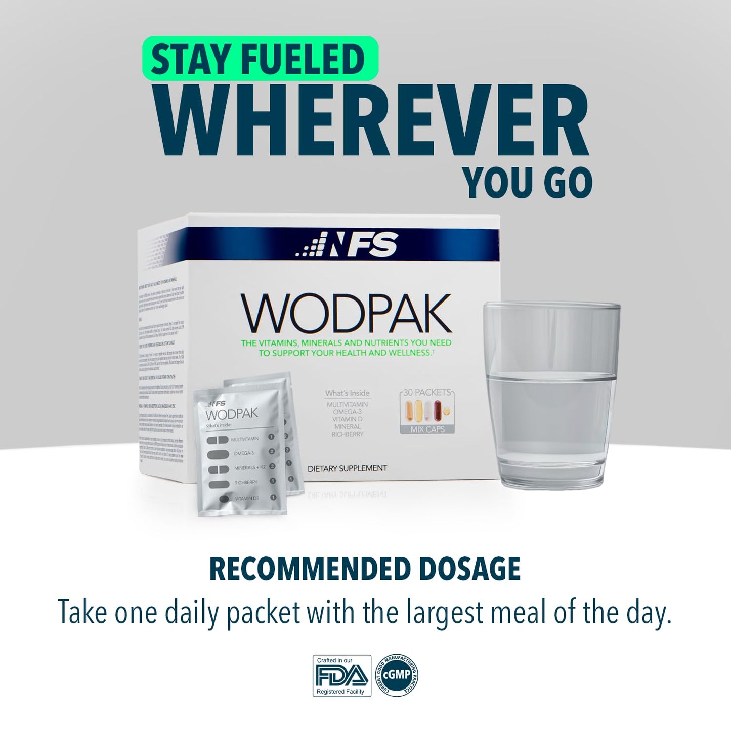 NF Sports WodPak Daily Multivitamin Pack โ Berry Flavor, D3, Zinc & Omega-3 | 30 Servings