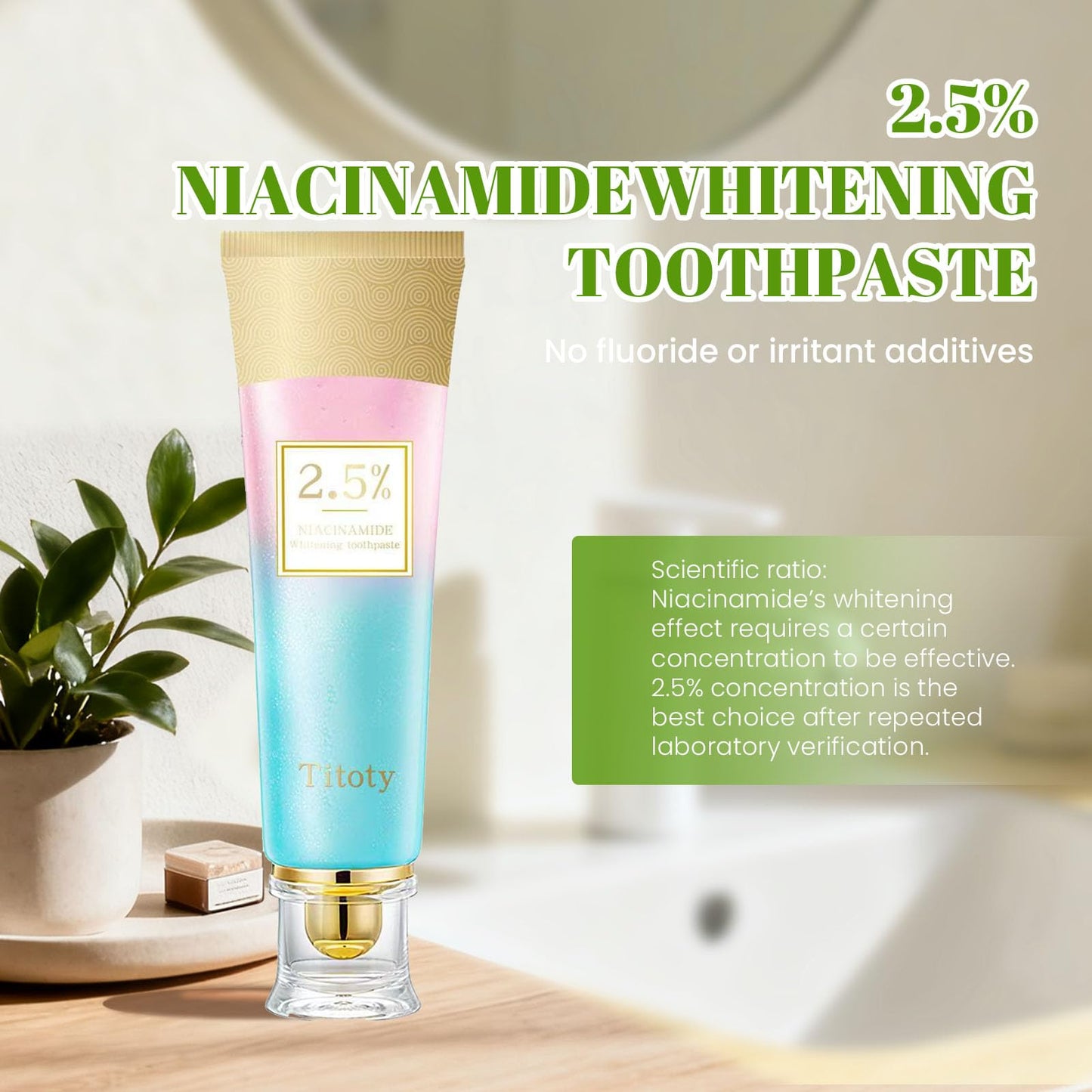 Niacinamide Whitening Toothpaste 2.5% โ Gentle Stain Removal & Gum Health | Titoty