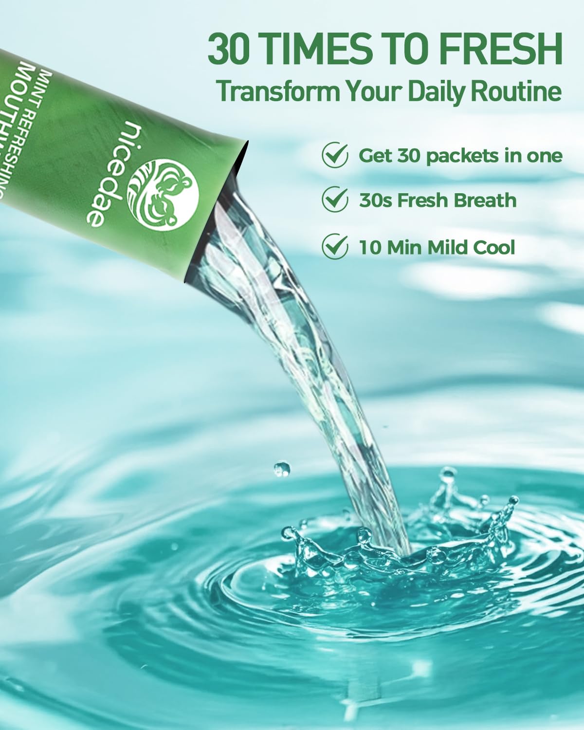 nicedae Travel Size Mouthwash โ Alcohol-Free, Fluoride-Free, 30 Packets
