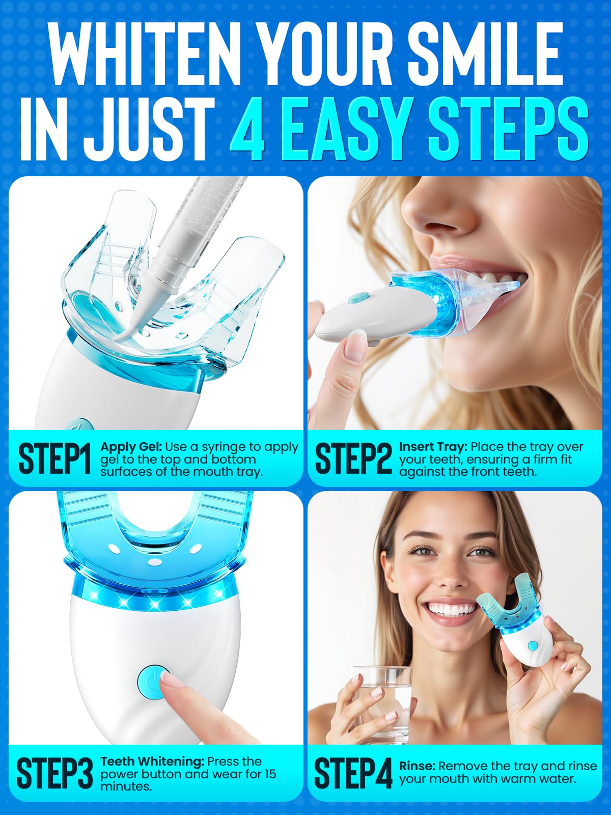 Nicwell Teeth Whitening Kit for Sensitive Teeth โ 3x 35% Carbamide Peroxide + LED Light
