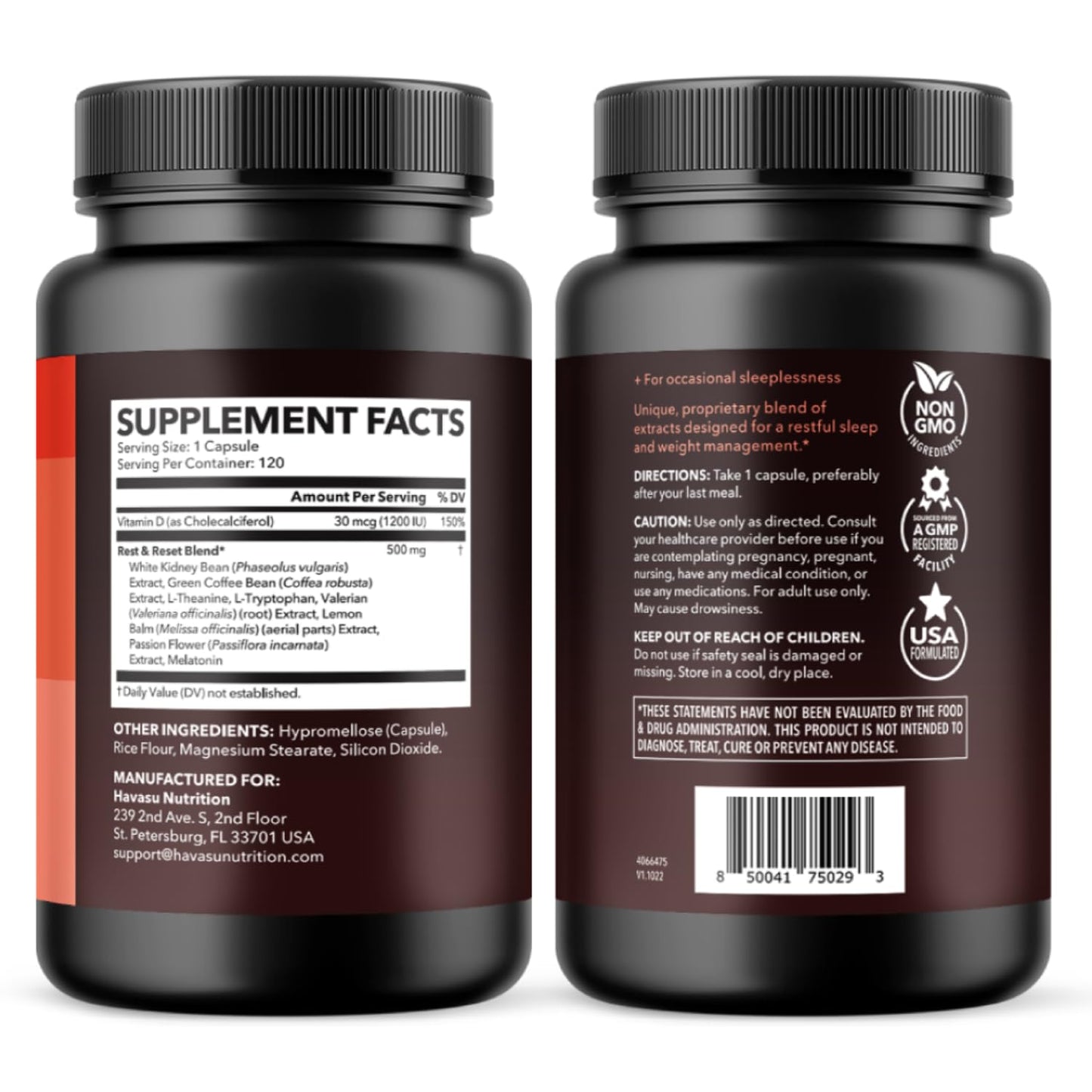 Night Time Fat Burner Metabolism Booster โ Appetite Suppressant, 120 Pills