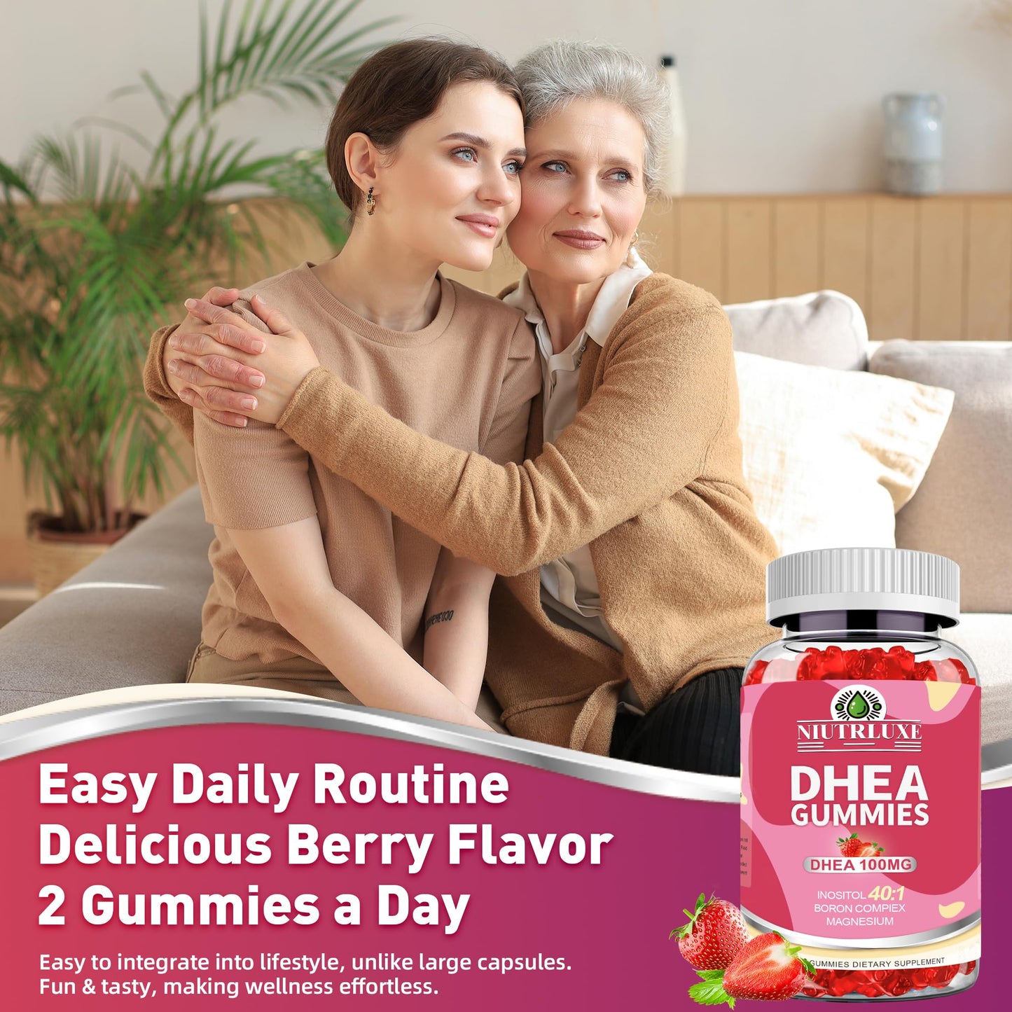 NIUTRLUXE DHEA Gummies 100mg for Women โ Pro-Aging, Ovarian & Sleep Support (60 Count)