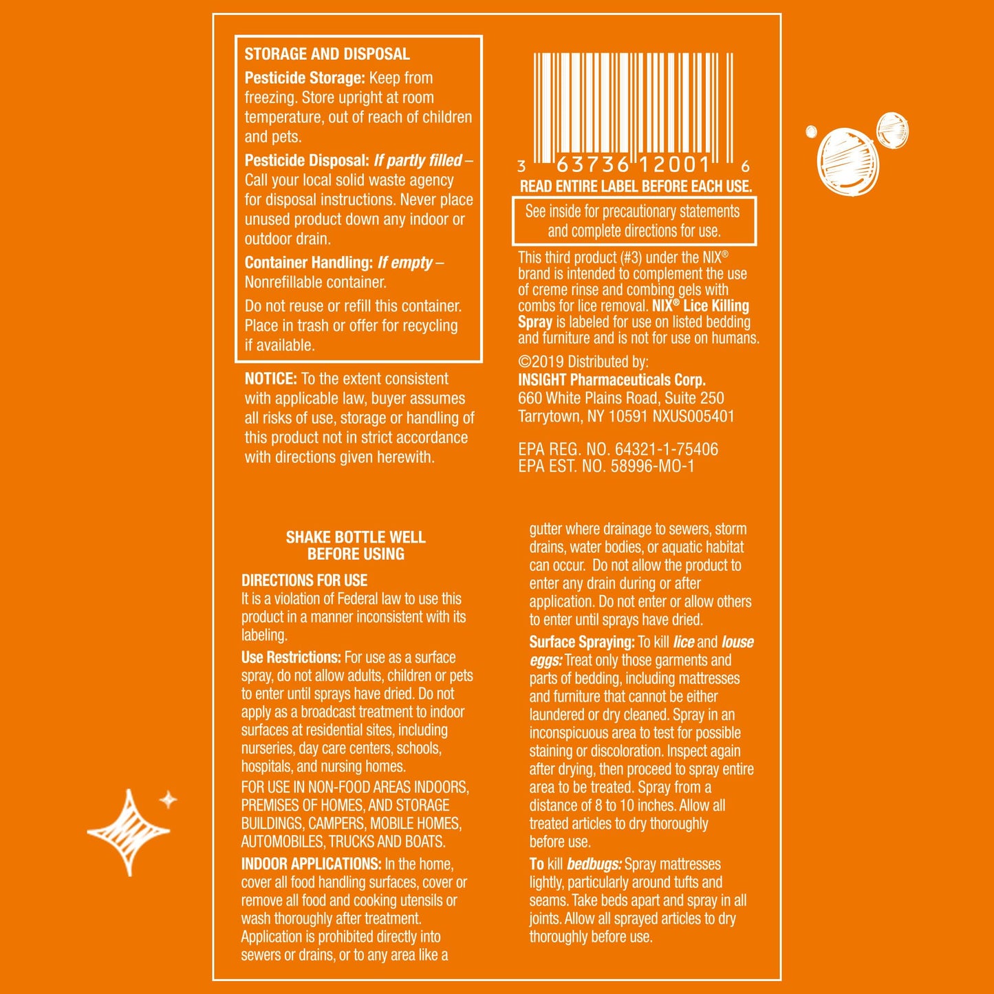 Nix Lice & Bed Bug Spray for Home Use β Odor-Free, Non-Staining (5 Fl Oz)
