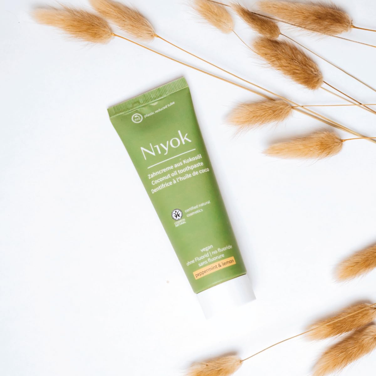 Niyok Fluoride-Free Coconut Oil Toothpaste โ Peppermint Lemon & Spearmint 75 ml (4-Pack)
