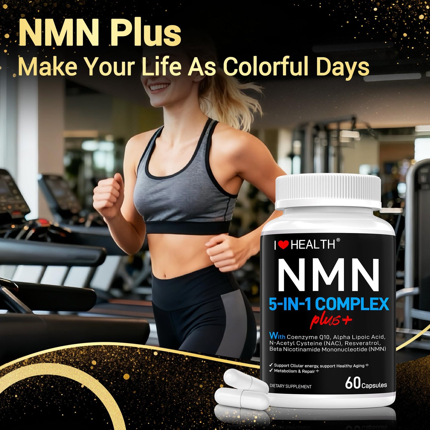 NMN Complex Plus+ with NAC, Alpha Lipoic Acid, CoQ10 & Resveratrol โ 60 Capsules