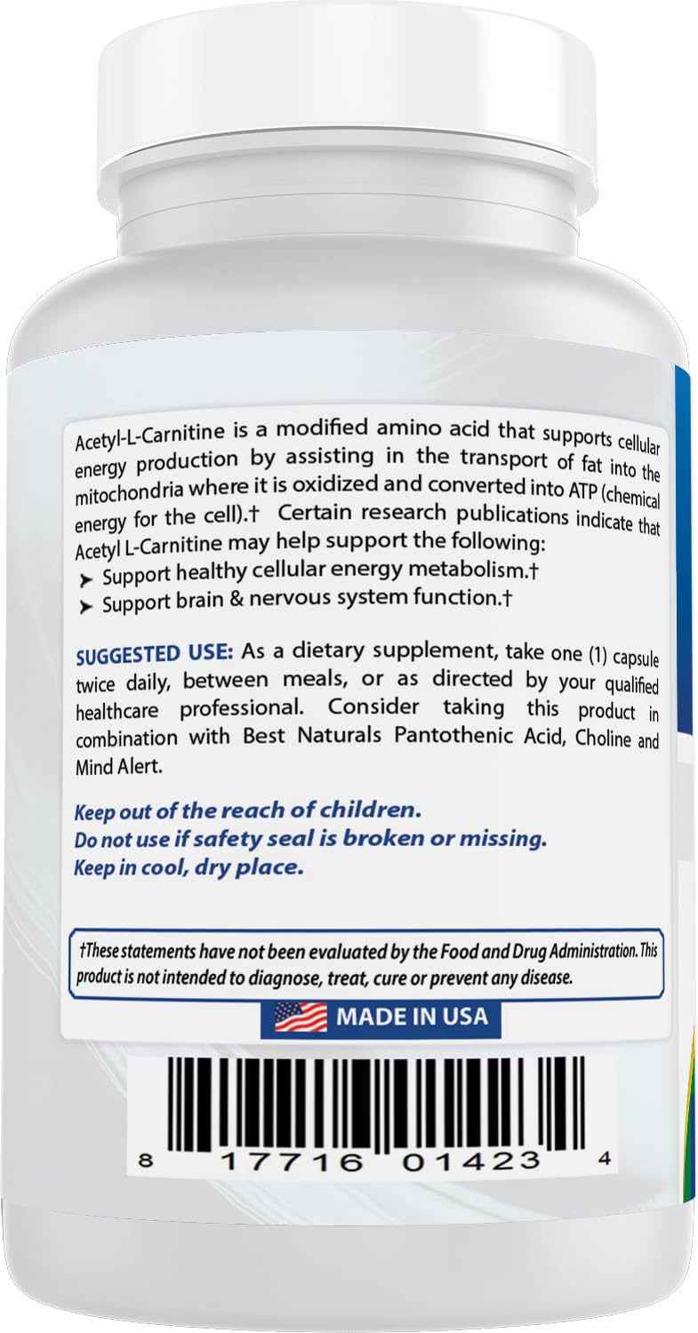 Best Naturals Acetyl L-Carnitine 1000 mg โ 60 Capsules (Pack of 3)