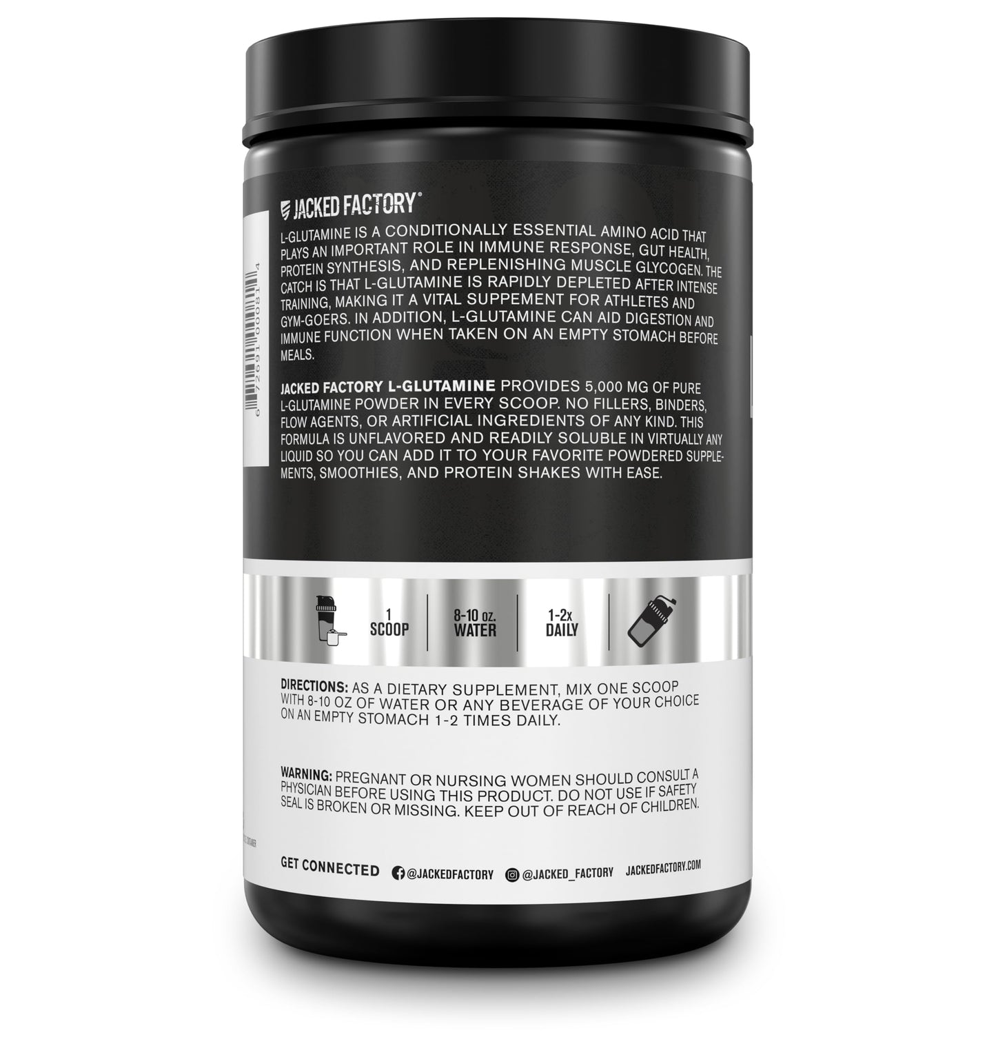 Jacked Factory L-Glutamine Powder โ 100 Servings | Vegan Fermented, Unflavored