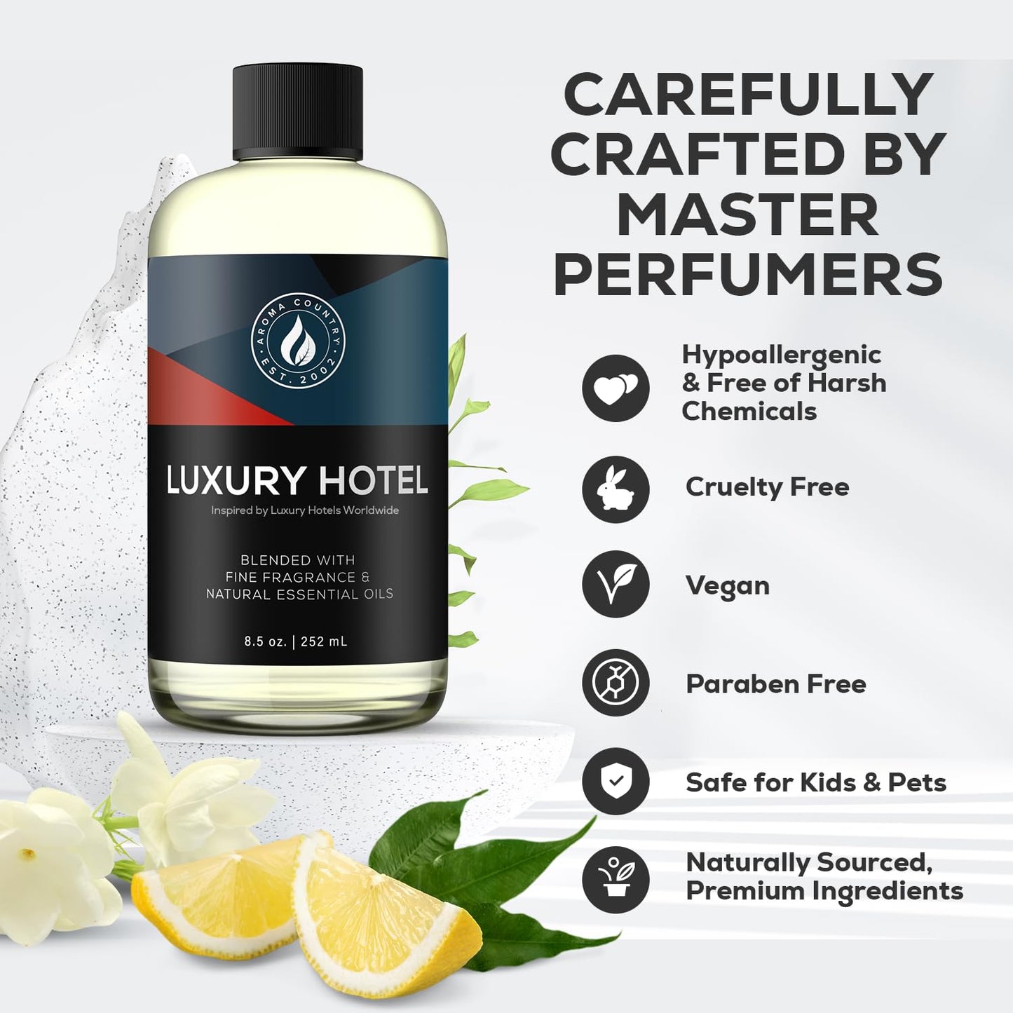 Aroma Country Ritzy Luxury Hotel Diffuser Oil β Gardenia & Amber Scent, 8.5 Fl Oz