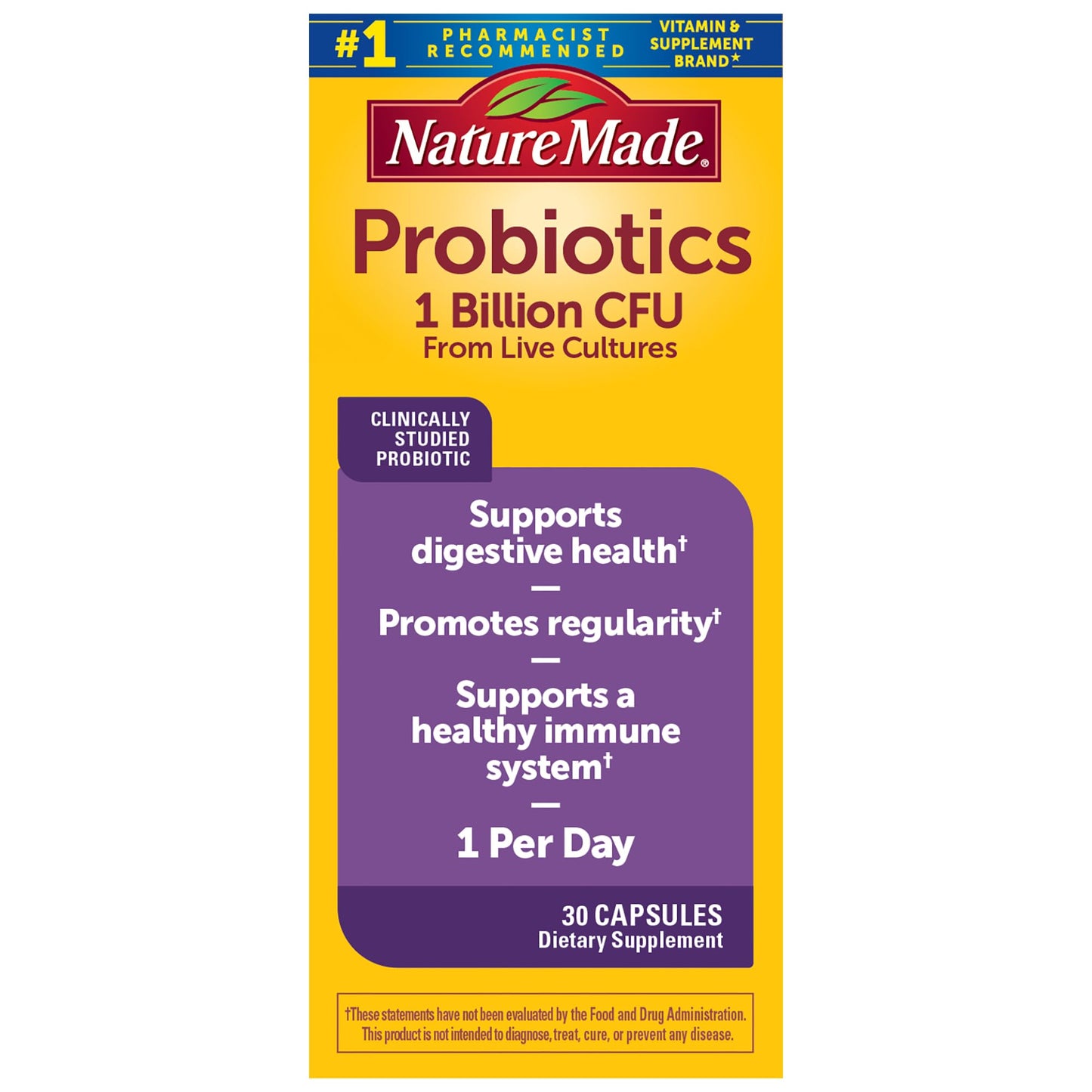 Nature Made Probiotic Capsules 1 Billion CFU BB-12 โ 30 Day Supply