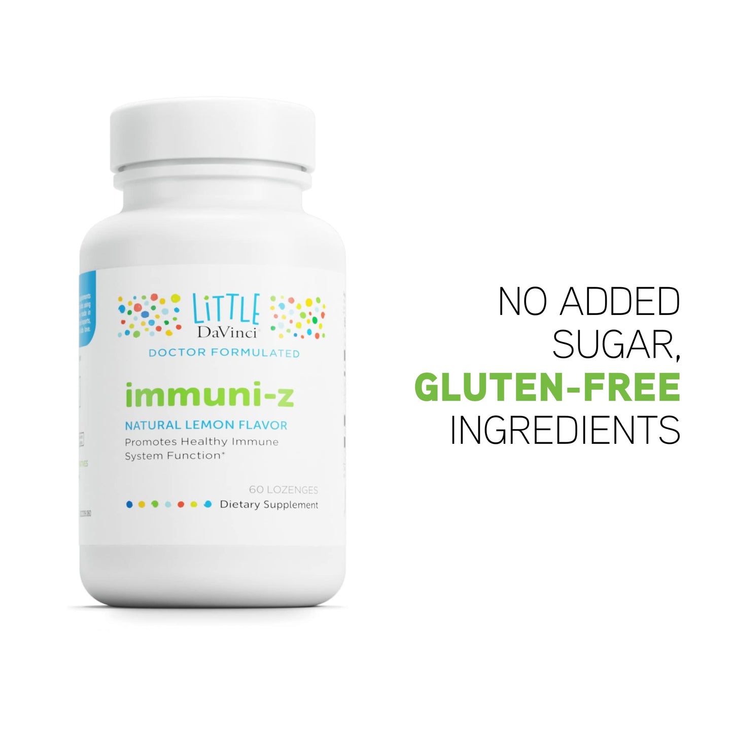 Little DaVinci Immuni-z Kids Zinc Lozenge โ Immune & Brain Support (Lemon, 60 Lozenges)