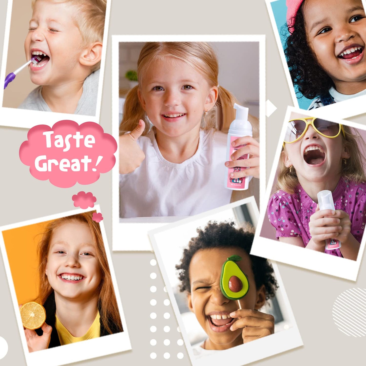 NOHOO Fluoride-Free Foam Toothpaste for Kids โ Orange & Peach Fruit Flavour (60ml Pump)