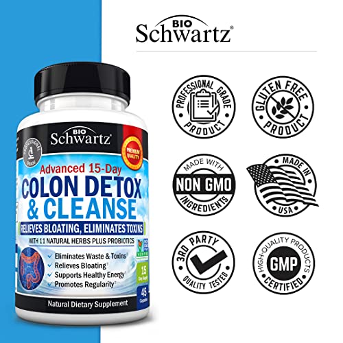 Colon Cleanser and Detox for Digestive Support โ 15 Day Fast-Acting Extra Strength Cleanse (Non-GMO, 45 Count)