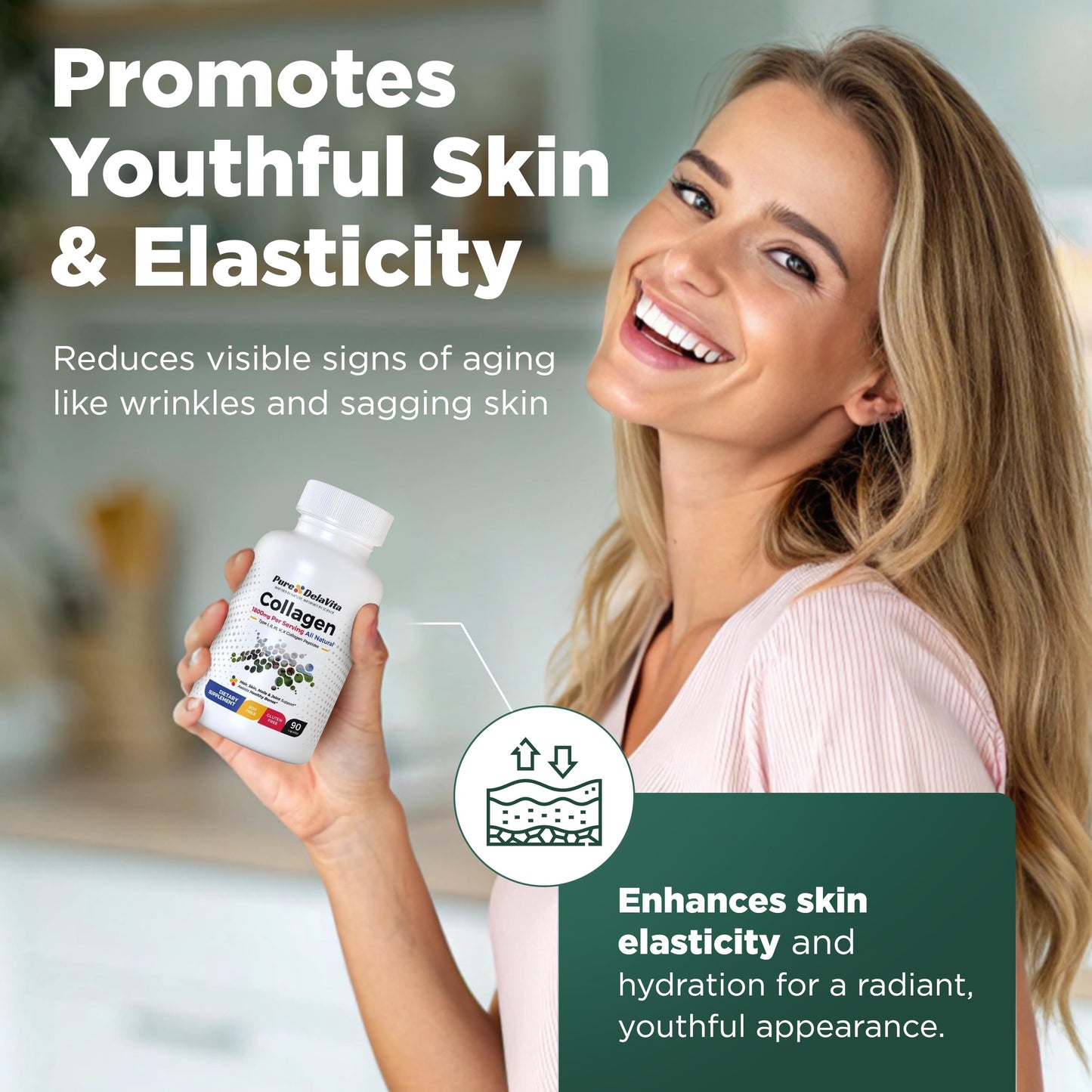 Complete Collagen Capsules for Women โ 1800mg, Types I-V, 90 Capsules