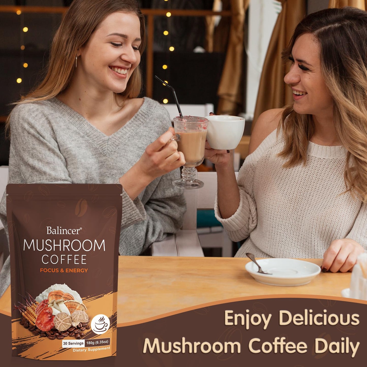 Mushroom Coffee with 6 Adaptogenic Mushrooms โ Lion's Mane & Cordyceps