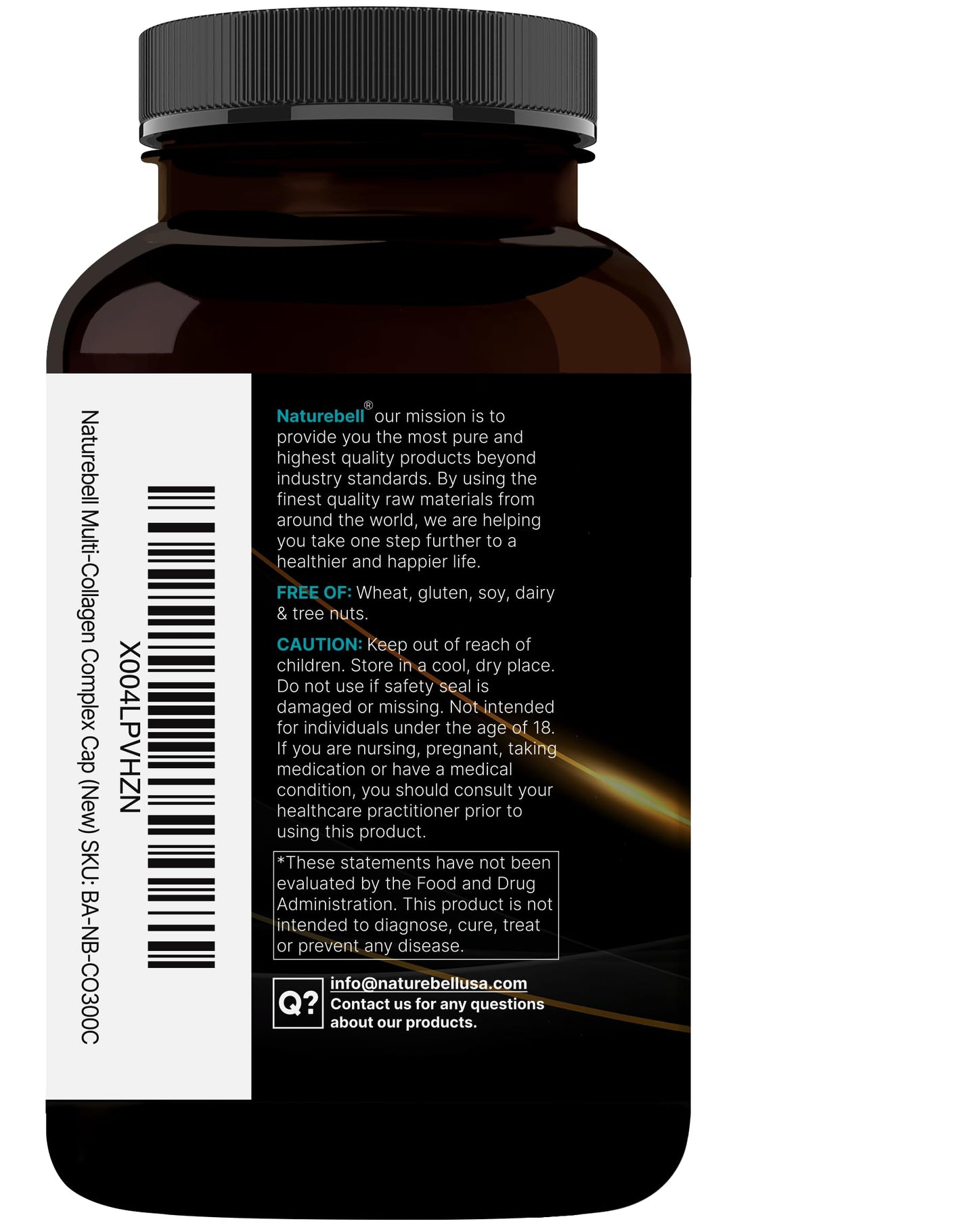 NatureBell Multi Collagen Complex โ 300 Capsules, 5 Types + Hyaluronic Acid