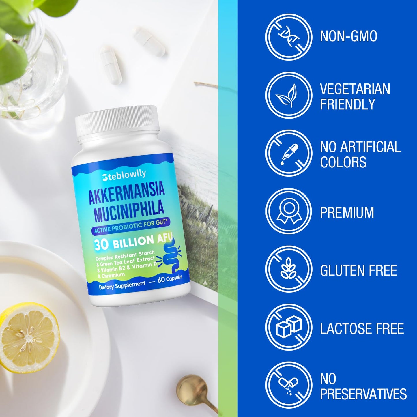 Akkermansia Probiotic with GLP-1 โ 60 Capsules for Gut Health