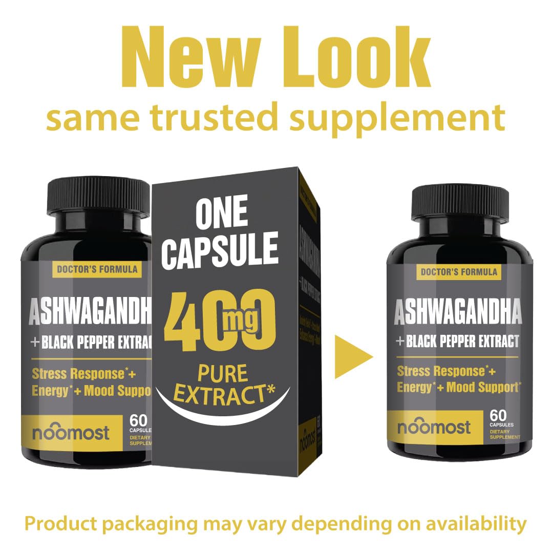 NooMost Ashwagandha Root Extract 15:1 with Black Pepper โ 60 Capsules