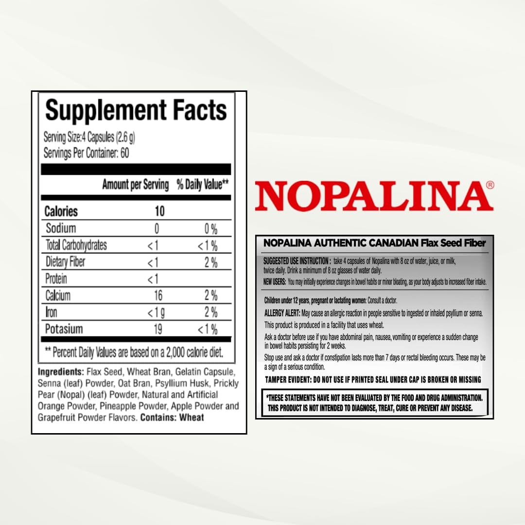 Nopalina Flax Seed Capsules 240 Capsules โ Digestive Health & Fiber Support
