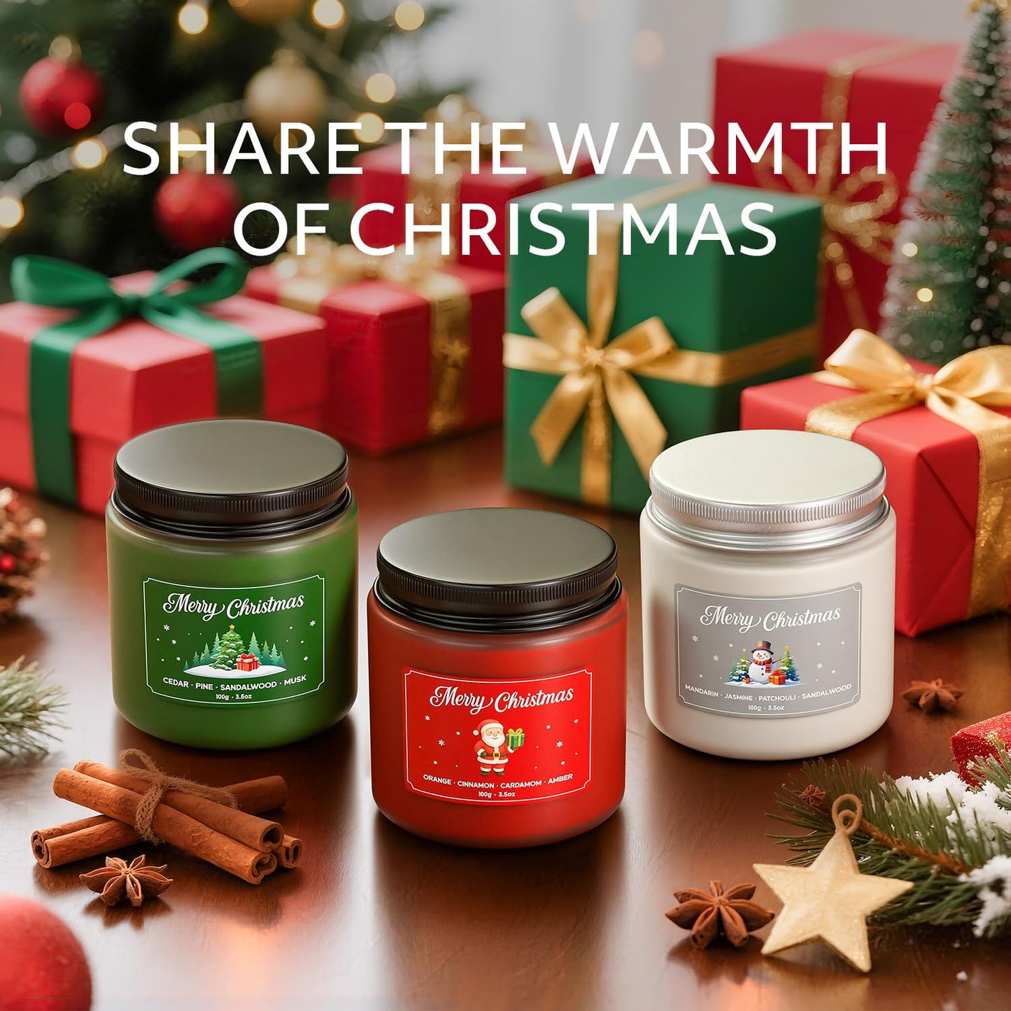 NORVENCE Christmas Candles Gift Set โ Stress Relief Scented Candles for Women & Men