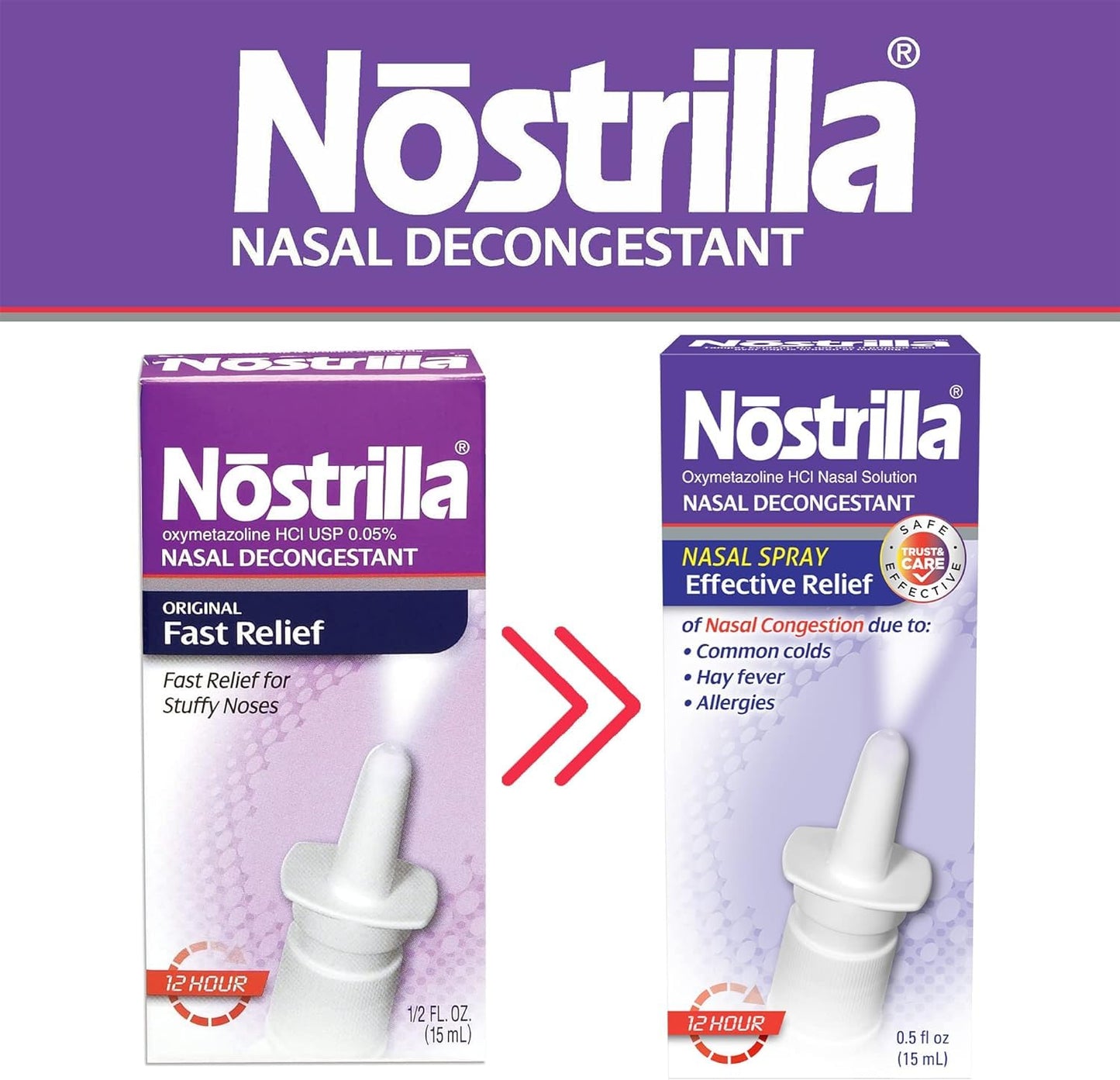 Nostrilla Nasal Decongestant Spray 0.5 oz โ Stuffy Nose Relief (6 Pack)