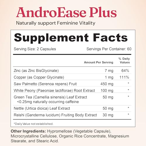 Nourished AndroEase Plus โ Vegan Hormone Balance for Women | Zinc, Reishi, Green Tea