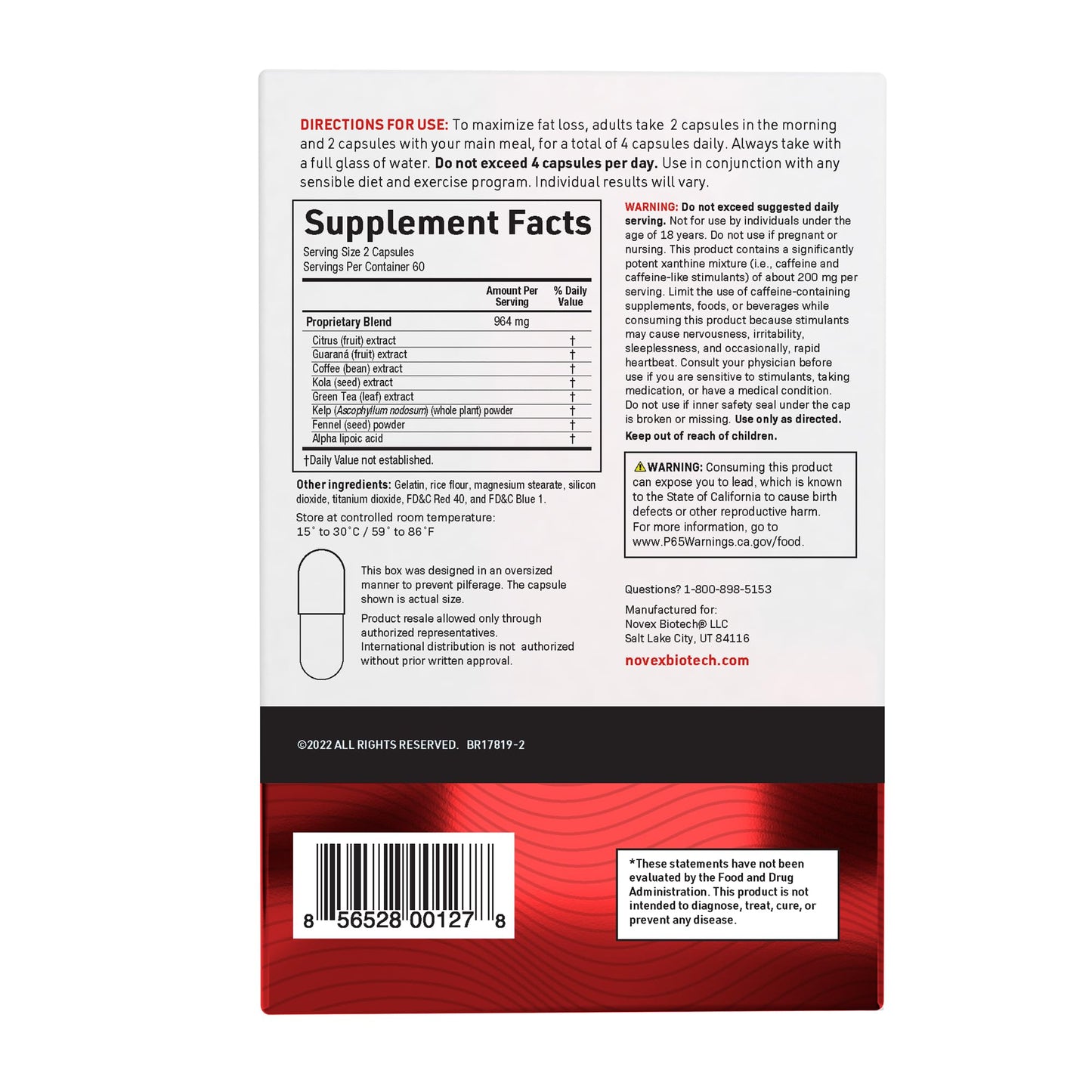 Novex Biotech ThermoDyne β Thermogenic Fat Burner for Men | 120 Count