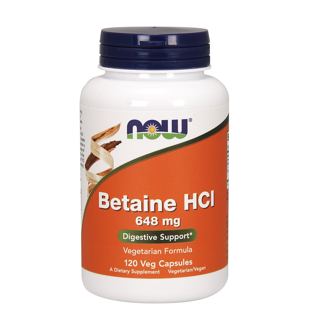 Now Foods Betaine HCl 648 mg with Pepsin 150 mg โ 120 Caps, 2 Pack