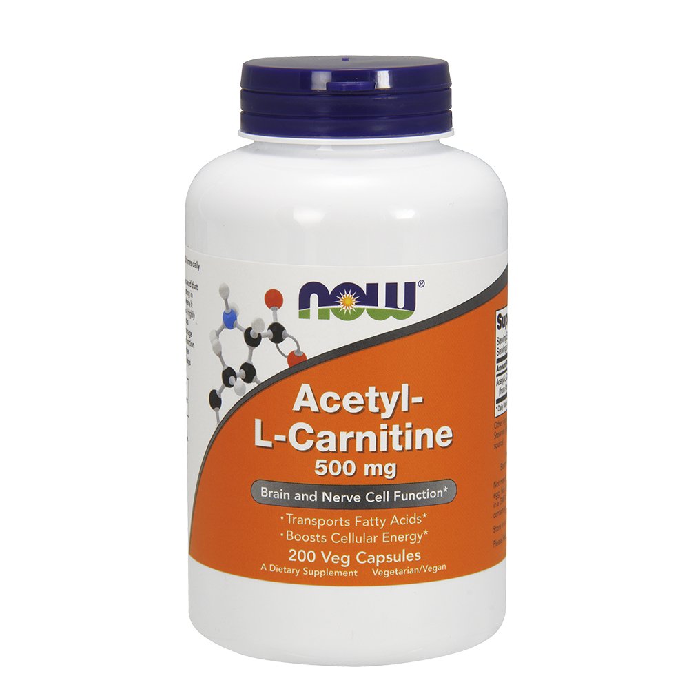 NOW Foods Acetyl L-Carnitine 500mg โ 200 Vcaps Pack of 2 | Cognitive Support & Cellular Energy
