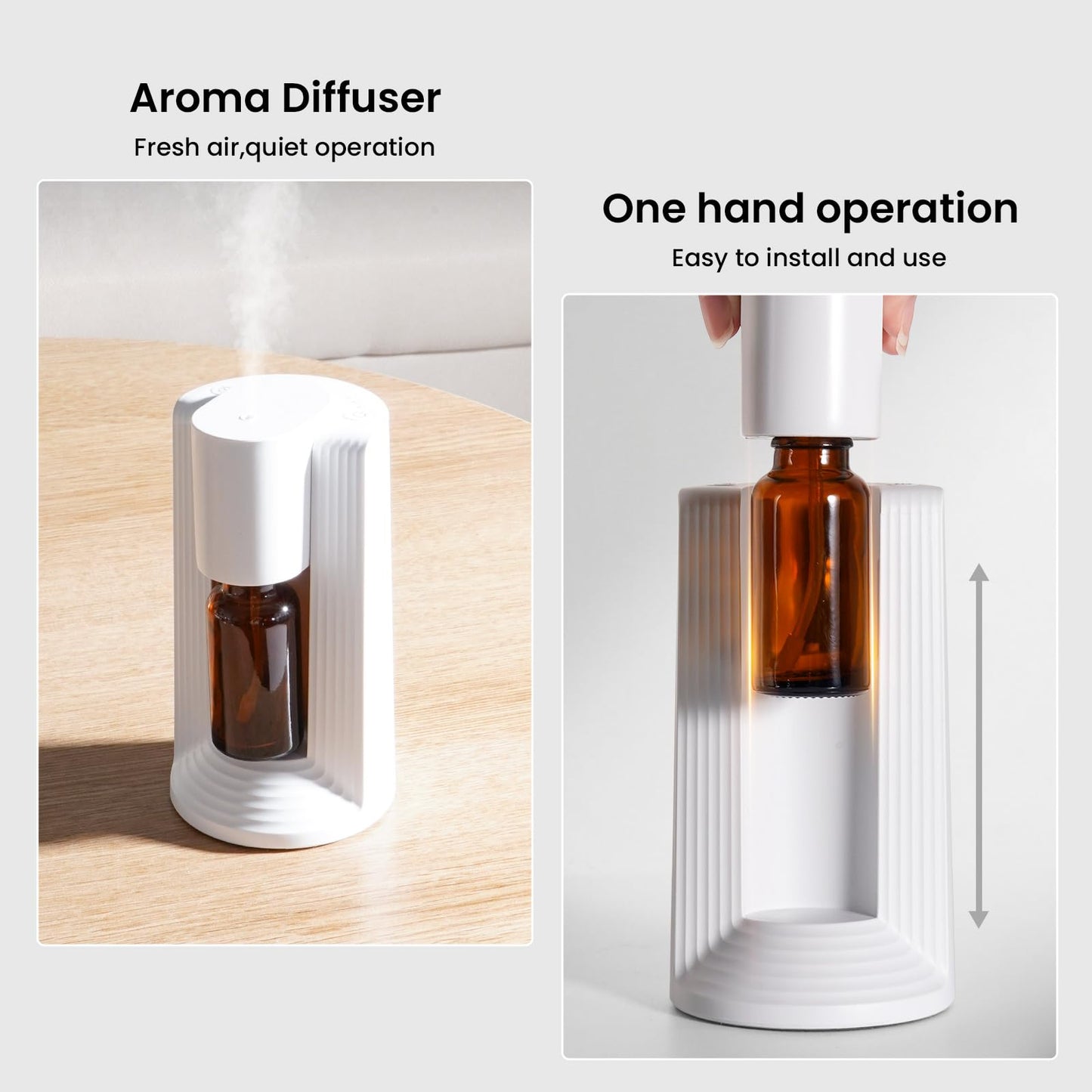 Nsyee Waterless Diffuser | Portable Aromatherapy (10โ20mL Bottles), 3 Mist Levels & 3 Timers