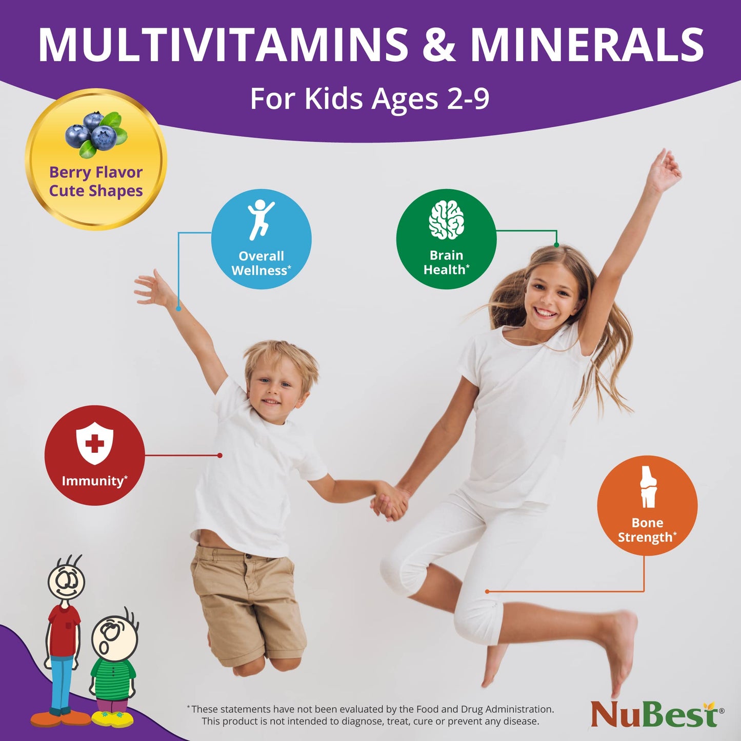 NuBest Tall Kids Vitamins for Ages 2-9 โ Bone Strength, Immunity & Growth