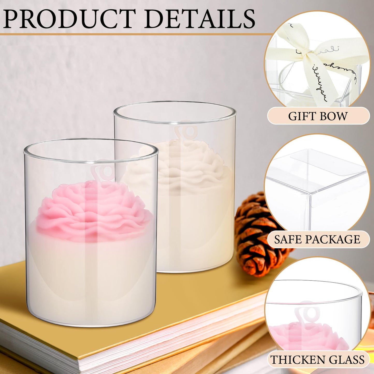 Nuanchu 6 Pack Flower Jar Candles โ Lavender Scented Rose Floral Soy Candles for Weddings, Bridesmaids Gifts, and Home Decor