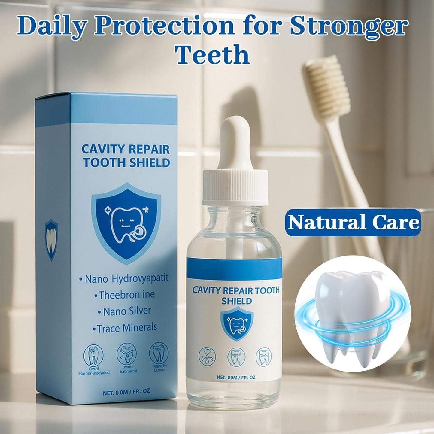 Nudenta Odontic Repair Tooth Armor Liquid โ Nano Hydroxyapatite Remineralization Drops (2x60ml)