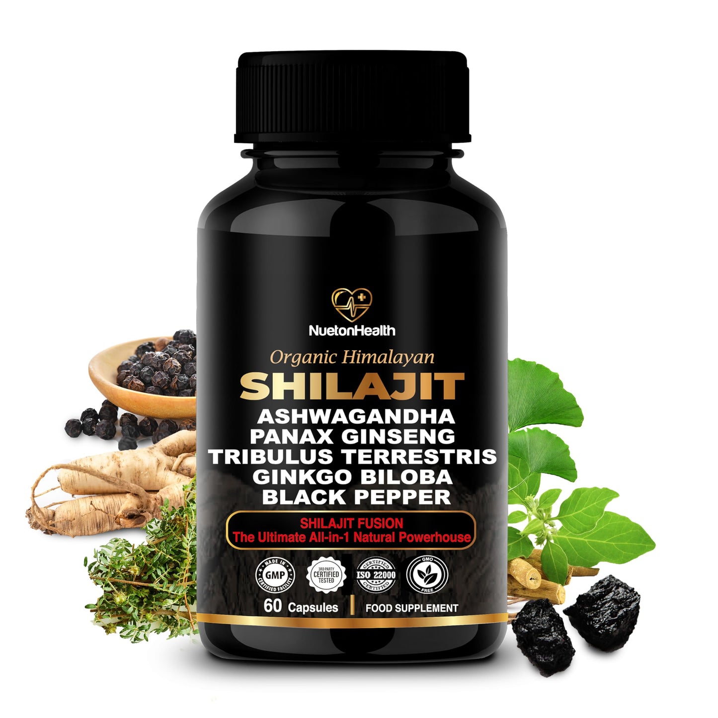 NuetonHealth Shilajit Fusion Capsules β Vegan, Gluten-Free Vitality Blend