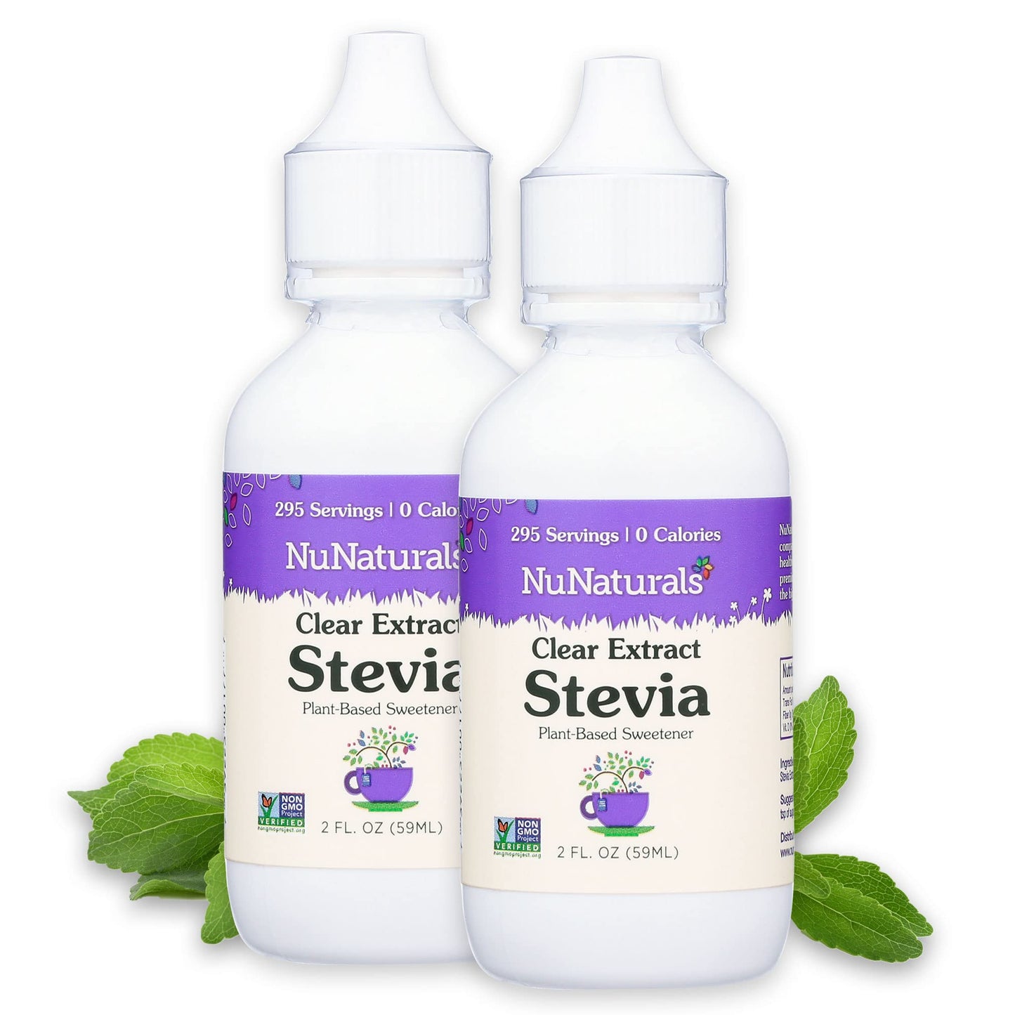 NuNaturals Clear Extract NuStevia โ Plant-Based Sweetener, 2 oz, 2 Pack (Plastic)