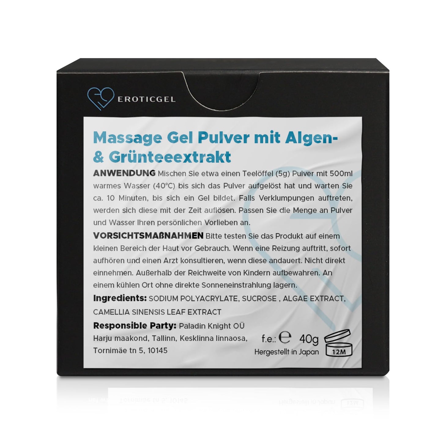 Nuru Massage Gel Powder 40g | Seaweed & Green Tea, Paraben & Glycerine Free, Makes 1.05 gal